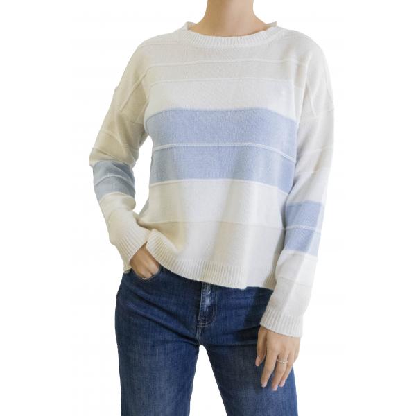 maglia a righe misto cashmere girocollo